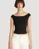 Tommy Jeans TJW BOAT NECK TOP SS EXT Kadın siyah T-shirt DW0DW20234BDS