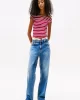 Tommy Jeans TJW BOAT NECK TOP SS EXT Kadın kırmızı T-shirt DW0DW20234XIP