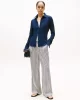 Tommy Hilfiger Kadın 1985 Dar Kesim Pike Uzun Kollu Mavi Gömlek WW0WW43528C1G