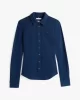 Tommy Hilfiger Kadın 1985 Dar Kesim Pike Uzun Kollu Mavi Gömlek WW0WW43528C1G