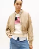 Tommy Hilfiger Kadın Naylon Normal Kesim Kısa Bej Bomber  Ceket WW0WW45634AEH