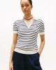 Tommy Hilfiger Kadın Pamuklu İnce Örgü Kısa Kollu Beyaz Polo Yaka  Kazak WW0WW414740FG