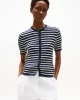 Tommy Hilfiger Kadın Pamuklu İnce Örgü Kısa Kollu Bisiklet Yaka Mavi Kazak WW0WW457070BB