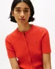 Tommy Hilfiger Kadın Pamuklu İnce Örgü Kısa Kollu Bisiklet Yaka Turuncu Kazak WW0WW45707SCX