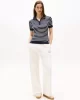 Tommy Hilfiger Kadın Pamuklu İnce Örgü Kısa Kollu Mavi Polo Yaka Kazak WW0WW414740BB