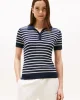 Tommy Hilfiger Kadın Pamuklu İnce Örgü Kısa Kollu Mavi Polo Yaka Kazak WW0WW414740BB