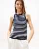 Tommy Hilfiger Kadın Pamuklu İnce Örgü Kolsuz Dar Kesim Mavi Kazak WW0WW457060BB