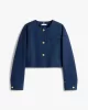 Tommy Hilfiger Kadın Punto Kumaş Kısa Mavi Blazer Ceket WW0WW46519C1G