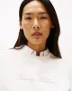 Tommy Hilfiger Kadın Simli Yazı Baskılı Normal Kesim Beyaz Kazak WW0WW47159YA8