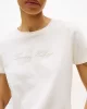 Tommy Hilfiger Kadın Simli Yazı Baskılı Normal Kesim Kısa Kollu Beyaz T-shirt WW0WW47210YA8