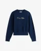 Tommy Hilfiger Kadın Simli Yazı Baskılı Normal Kesim Mavi Kazak WW0WW47159C1G