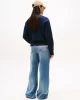 Tommy Hilfiger Kadın Simli Yazı Baskılı Normal Kesim Mavi Kazak WW0WW47159C1G
