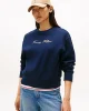 Tommy Hilfiger Kadın Simli Yazı Baskılı Normal Kesim Mavi Kazak WW0WW47159C1G