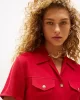 Tommy Hilfiger Kadın Viskon Twill Kısa Kollu Kloş Mini Kırmızı Elbise WW0WW45819XLD