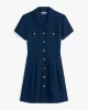 Tommy Hilfiger Kadın Viskon Twill Kısa Kollu Kloş Mini Mavi Elbise WW0WW45819C1G