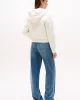 Tommy Hilfiger Kadın Yazı Baskılı Pike Fermuarlı Kapüşonlu Beyaz Sweatshirt WW0WW45742YA8