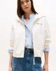 Tommy Hilfiger Kadın Yazı Baskılı Pike Fermuarlı Kapüşonlu Beyaz Sweatshirt WW0WW45742YA8