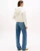 Tommy Hilfiger Kadın Yazı Baskılı Pike Fermuarlı Kapüşonlu Beyaz Sweatshirt WW0WW45742YA8
