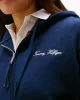 Tommy Hilfiger Kadın Yazı Baskılı Pike Fermuarlı Kapüşonlu Mavi Sweatshirt WW0WW45742C1G