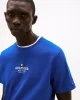 Tommy Hilfiger Erkek   Bisiklet  Yaka Logolu  Mavi Tişört