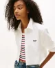 Tommy Jeans Kadın Çizgili Kısa Poplin Beyaz Gömlek DW0DW21400YBL