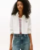 Tommy Jeans Kadın Çizgili Kısa Poplin Beyaz Gömlek DW0DW21400YBL