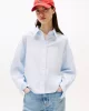 Tommy Jeans Kadın Çizgili Kısa Poplin Mavi Gömlek DW0DW214000BC