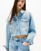 Tommy Jeans Kadın İkonik Şeritli Kısa Jean Mavi Ceket DW0DW210631A5