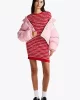 Tommy Jeans TJW SCRIPT AOP SWEATER DRESS Kadın kırmızı Elbise DW0DW194780KS