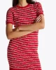 Tommy Jeans TJW SCRIPT AOP SWEATER DRESS Kadın kırmızı Elbise DW0DW194780KS