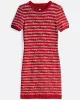 Tommy Jeans TJW SCRIPT AOP SWEATER DRESS Kadın kırmızı Elbise DW0DW194780KS