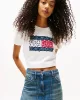 Tommy Jeans Kadın Çiçekli Bayrak Desenli Beyaz T-shirt DW0DW20897YBL