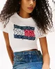 Tommy Jeans Kadın Çiçekli Bayrak Desenli Beyaz T-shirt DW0DW20897YBL