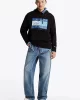 Tommy Jeans TJM REG DNA FLAG TWIST HOOD EXT Erkek siyah Sweatshirt DM0DM21100BDS