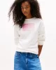 Tommy Jeans TJW RLX GRADIENT FLAG CREW Kadın Beyaz Kazak DW0DW21396YBL