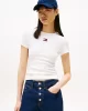 Tommy Jeans TJW SLIM BADGE RIB TEE Kadın Beyaz T-shirt DW0DW17881YBL