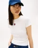 Tommy Jeans TJW SLIM BADGE RIB TEE Kadın Beyaz T-shirt DW0DW17881YBL