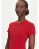 Tommy Jeans TJW SLIM TJ US LINEAR SS TEE Kadın Kırmızı T-shirt DW0DW21422XLE