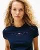 Tommy Jeans TJW SLIM TJ US LINEAR SS TEE Kadın Mavi T-shirt DW0DW21422C1G