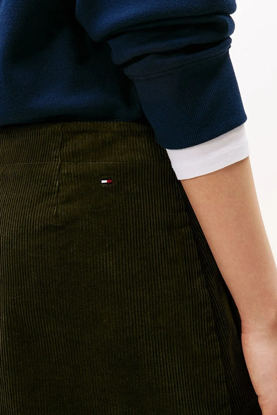 Tommy Hilfiger  Cepli  Kadife Mini   Kadın Yeşil Etek WW0WW46649MR8