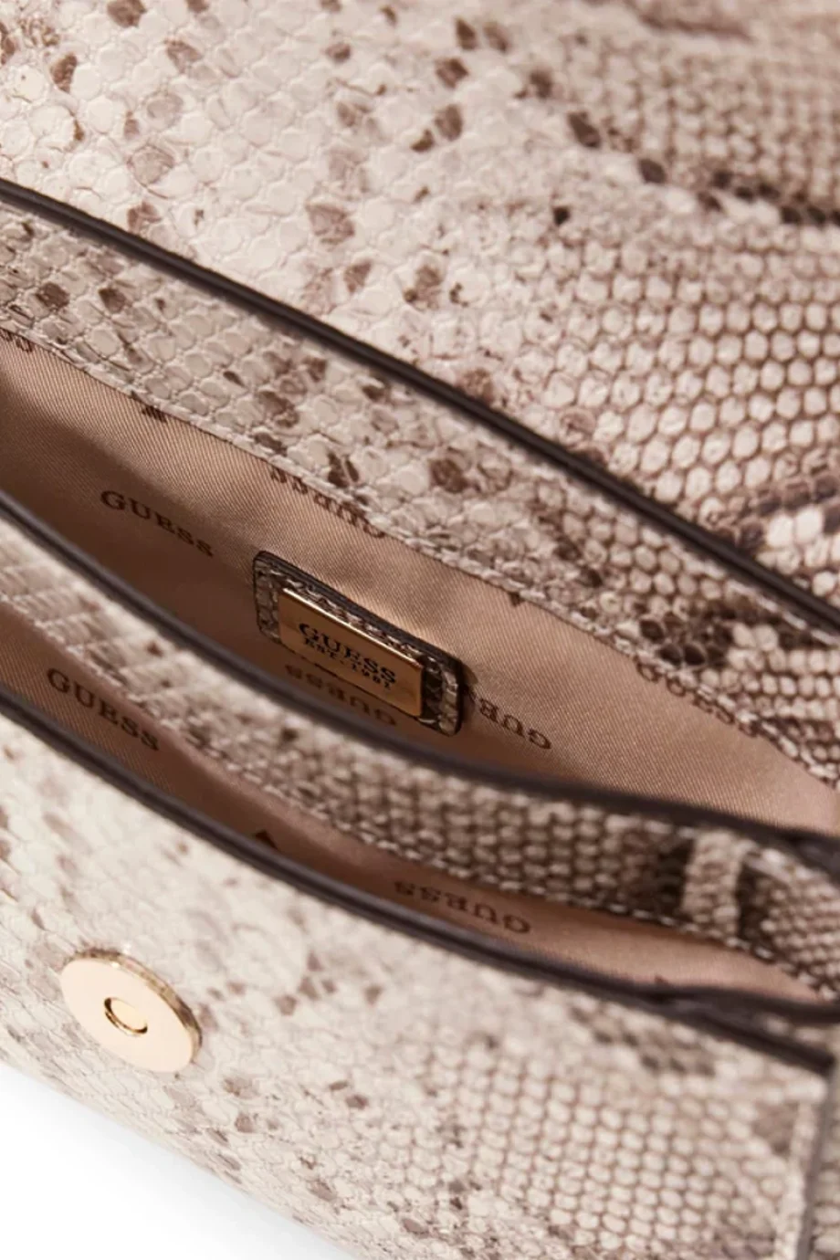 Guess Melinda Mini Dönüştürülebilir Çapraz Askılı Kapaklı Kadın Natural Omuz Çantası HWKG9933780-NAT