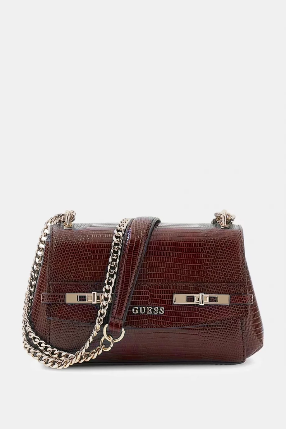 Guess Melinda Mini Dönüştürülebilir Çapraz Askılı Kapaklı Kadın Bordo Omuz Çantası HWKL9933780-BUR