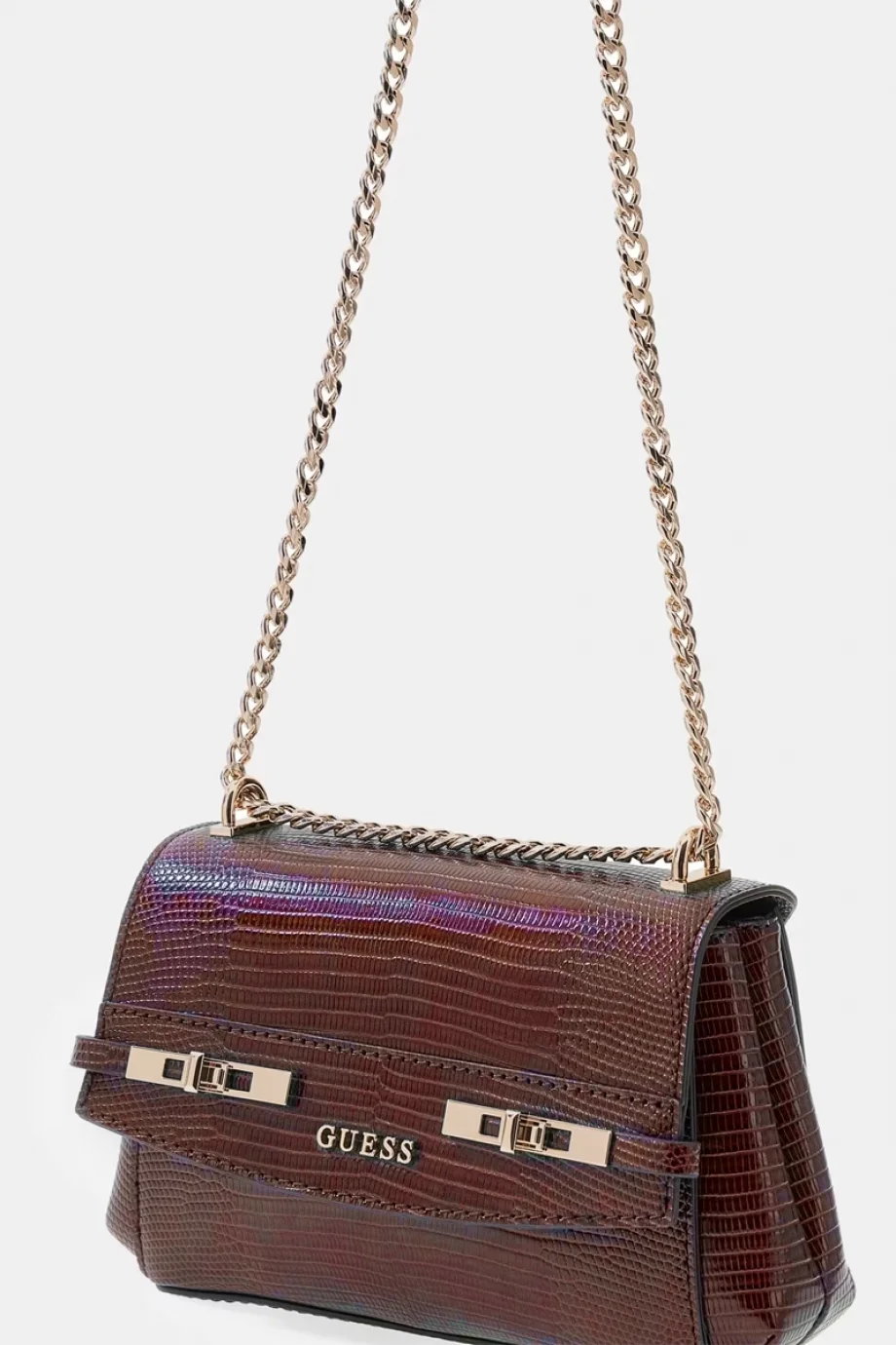 Guess Melinda Mini Dönüştürülebilir Çapraz Askılı Kapaklı Kadın Bordo Omuz Çantası HWKL9933780-BUR