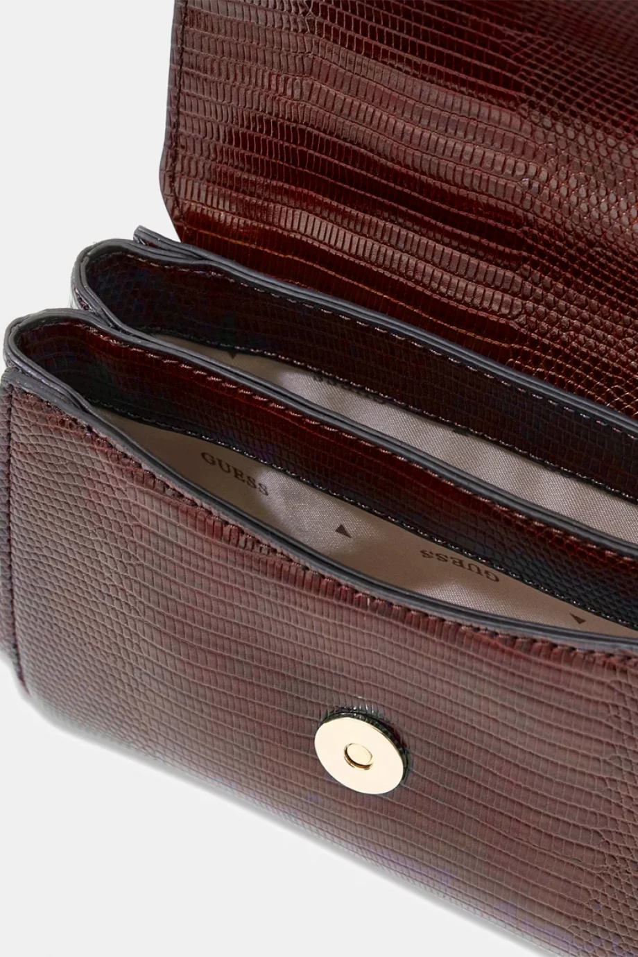 Guess Melinda Mini Dönüştürülebilir Çapraz Askılı Kapaklı Kadın Bordo Omuz Çantası HWKL9933780-BUR