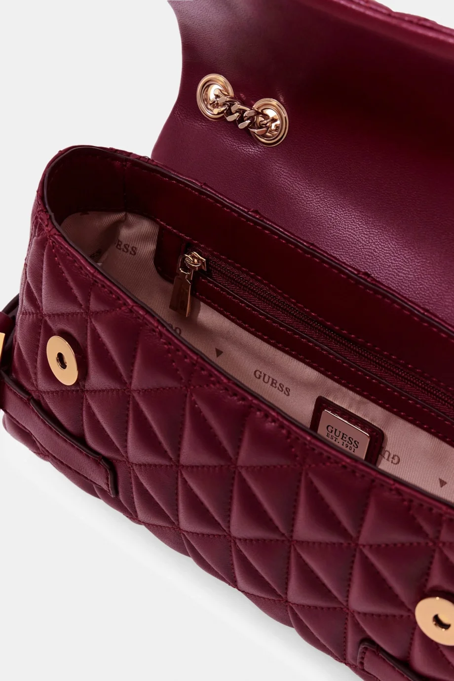 Guess Paisleigh Dönüştürülebilir Çapraz Askılı Kapaklı Kadın Bordo Omuz Çantası HWQG9883210-BUR