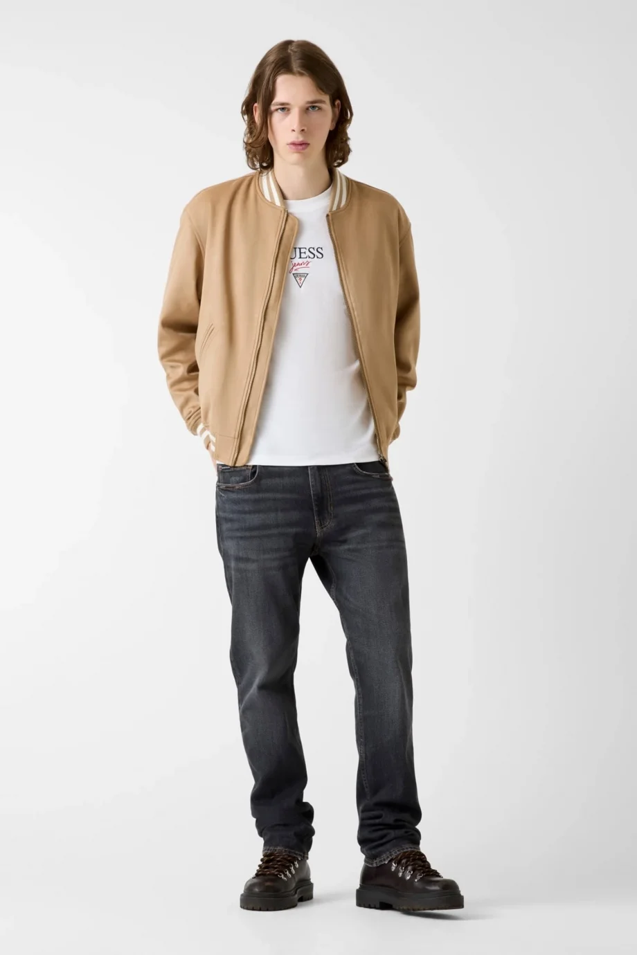 Guess GJ Suni Süet Bomber Erkek Bej Ceket M6RL0JWJ842-G1FE