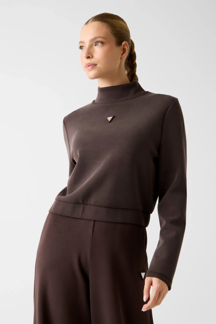 Guess Olympe Yüksek Yaka Kadın Kahverengi Sweatshirt V4YQ05KCAY2-A10K