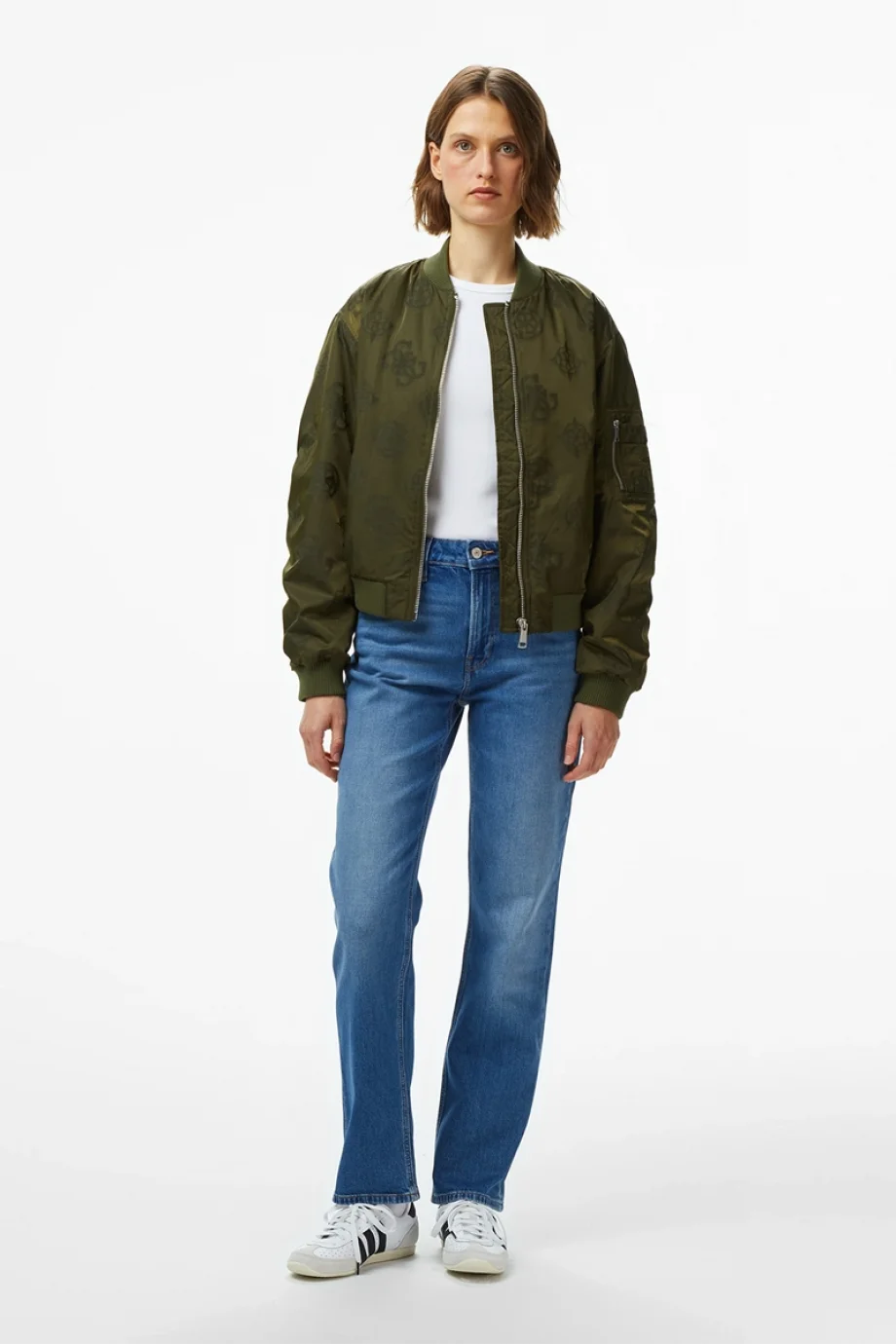 Guess Philomene Kadın Yeşil Bomber Ceket W5YL08WHDK2-G896