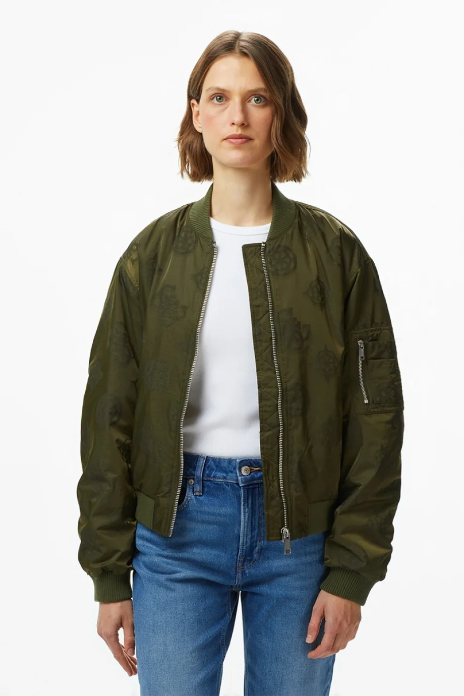 Guess Philomene Kadın Yeşil Bomber Ceket W5YL08WHDK2-G896