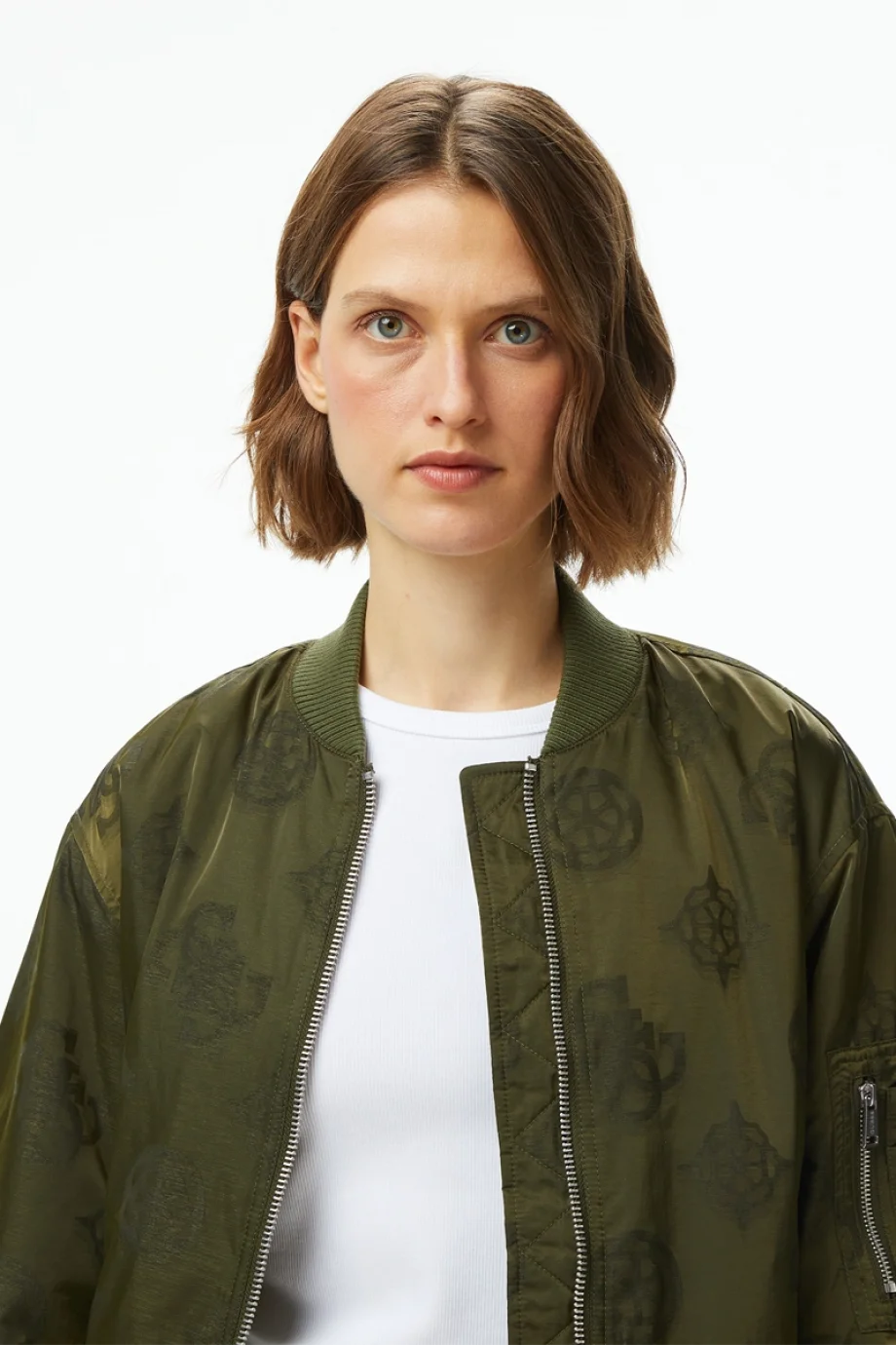 Guess Philomene Kadın Yeşil Bomber Ceket W5YL08WHDK2-G896